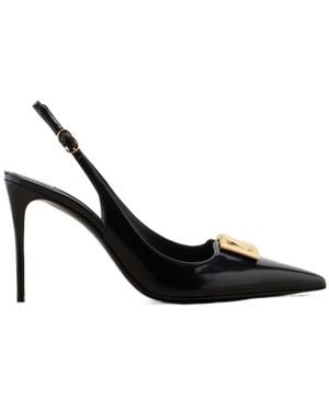 Dolce & Gabbana Lollo Dg Patent Leather Slingback Pumps - Black