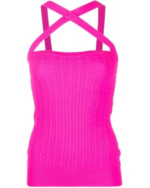 Patou Cross-Strap Cable Knitted Top - Pink
