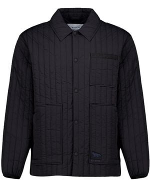 Maison Kitsuné Maison Kitsuné Quilted Snap-Front Jacket - Blue