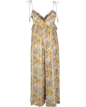 Zimmermann Daylight Stamp Floral Jumpsuit - Metallic