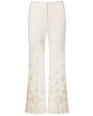 Veronica Beard Komi Eyelet Cotton Twill Flared Trousers - White