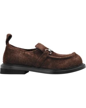 Moschino Round Toe Slip-On Loafers - Brown