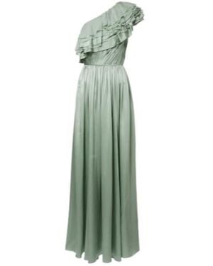 Ulla Johnson Avalina One-Shoulder Ruffled Silk Maxi Dress - Green