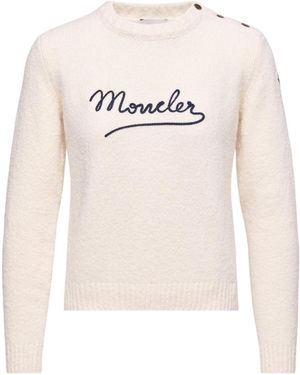 Moncler Embroidered Logo Jumper - White