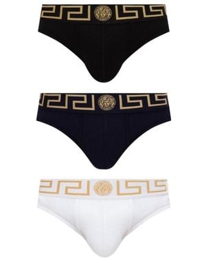 Versace Pack Of Three Medusa Greca Briefs - Multicolour
