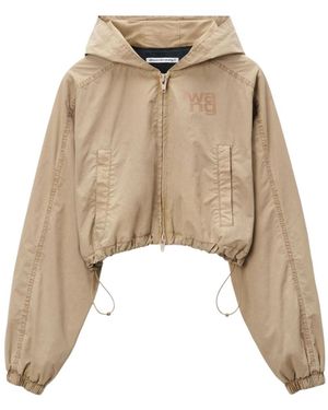 T By Alexander Wang Zip-Up Hooded Jacket - Natural