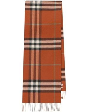 Burberry Check Cashmere Scarf - Orange