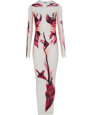 Jean Paul Gaultier Double-Layered Printed Crewneck Maxi Dress