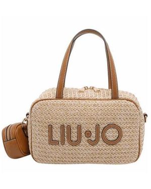 Liu Jo Logo Panel Shoulder Bag - Natural