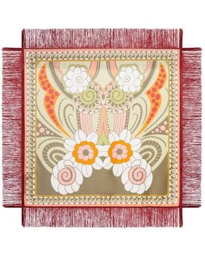 La DoubleJ Foulard Ornamental-Print Fringed Scarf - White