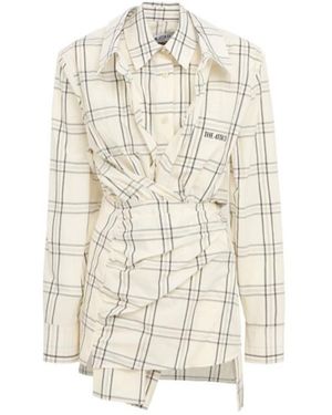 The Attico Checked Cotton Mini Dress - White