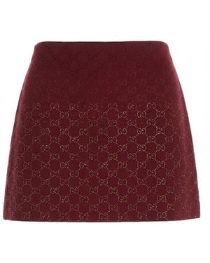 Gucci Gg Embellished Mini Skirt - Red