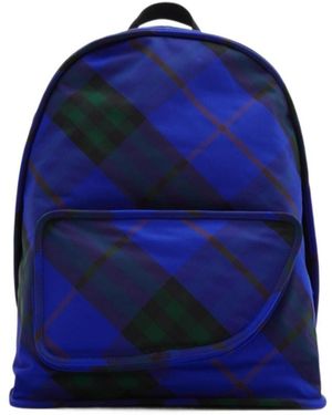 Burberry Shield Chequered Backpack - Blue