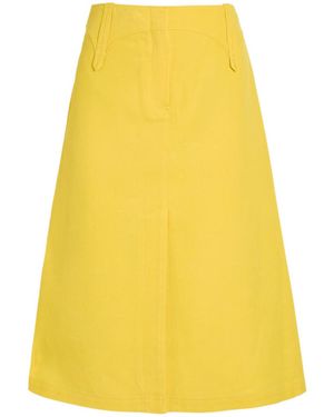 Tory Burch Waxed Canvas Midi Skirt - Yellow