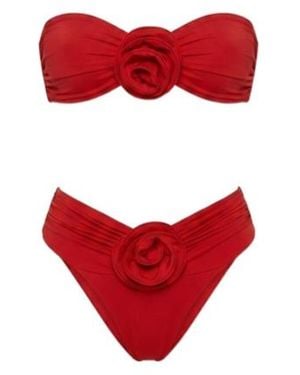 LaRevêche Derya Floral-Appliqué Bikini - Red