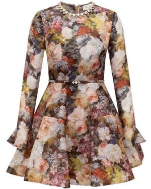 Zimmermann Alchemy Long Sleeved Dress - Brown