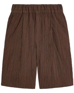 Dries Van Noten Pleated Bermuda Shorts - Brown
