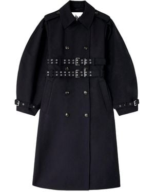 Ganni Double-Belted Trench Coat - Blue