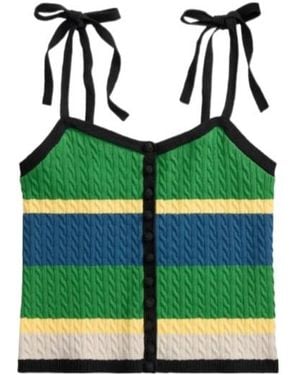 Polo Ralph Lauren Crochet Striped Knitted Top - Green