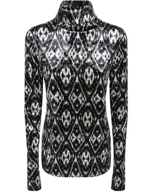 Pierre Louis Mascia Jacquard High Neck Knitwear - Black