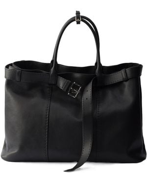 Prada Buckle Antiqued Nappa Leather Bag - Black