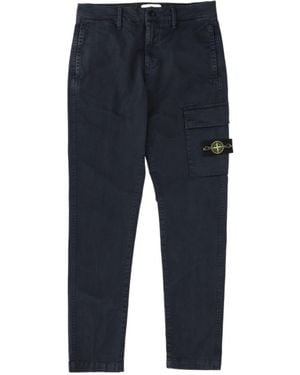 Stone Island Logo-Patch Cargo Pants - Blue