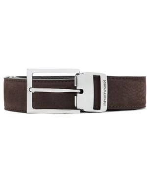 Emporio Armani Logo-Engraved Buckle Belt - White