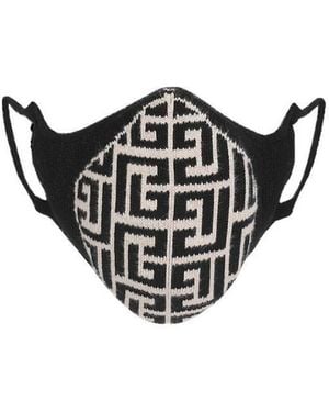 Balmain Cotton Mask With Monogram - Black