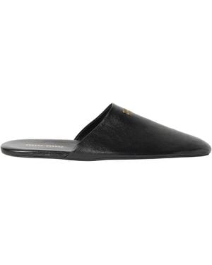 Miu Miu Leather Slippers - Black