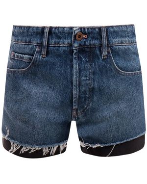 Miu Miu Logo Denim Shorts - Blue