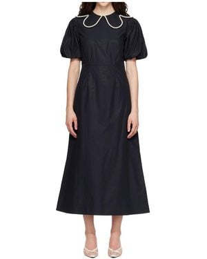 Simone Rocha Puff Sleeve Petal Collar Dress - Blue