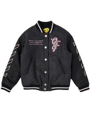 Off-White c/o Virgil Abloh Embroidered Varsity Jacket - Black
