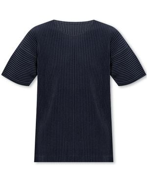 Homme Plissé Issey Miyake Fully-Pleated Plissé T-Shirt - Blue