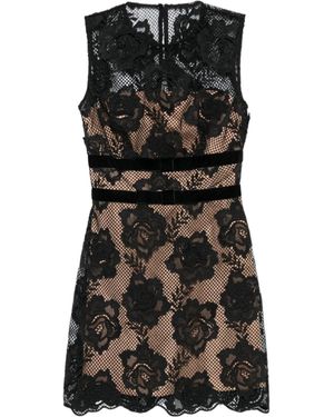 Self-Portrait Floral Lace Mini Dress - Black