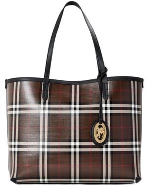 Burberry Plaid Tote Bag - Black