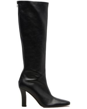 The Row Mona Leather Knee-High Boots - Black