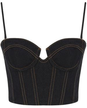 Zimmermann Crush Denim Corset Top - Black