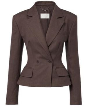 Magda Butrym Peplum Linen Blazer - Brown