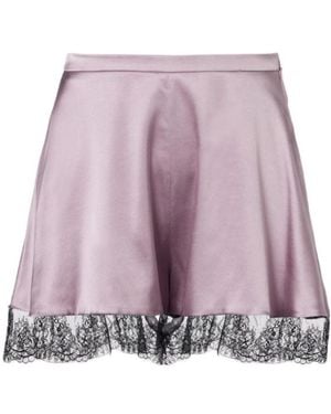 Nina Ricci Lace-Trimmed Silk-Blend Satin Shorts - Purple