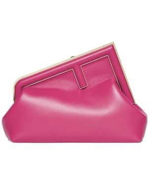 Fendi First Midi Oversized F Clasp Bound Tote Bag - Pink
