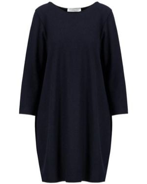 Harris Wharf London Geometric Dress With Pockets Light Pressed Wool - Blue