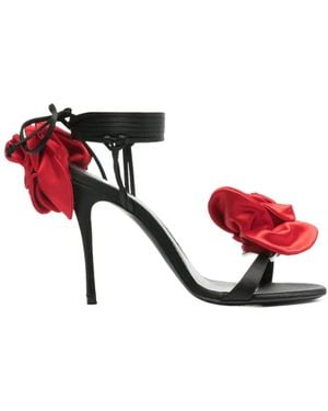Magda Butrym 105Mm Floral-Appliqué Satin Sandals - Red