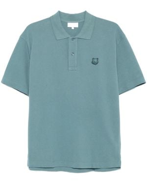 Maison Kitsuné Maison Kitsuné Bold Fox Head Patch Polo Shirt - Blue