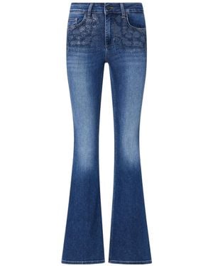 Liu Jo Bootcut Jeans With Rhinestones - Blue