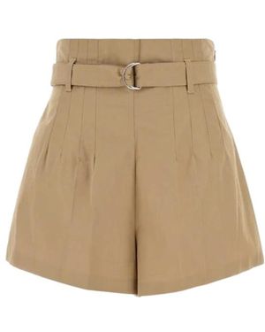 Prada Belted Pleated Shorts - Natural