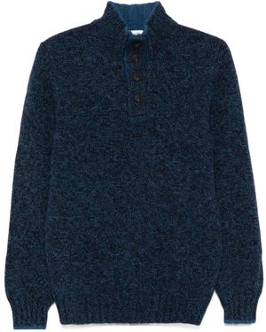 Gran Sasso Mock-Neck Button Cardigan - Blue