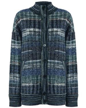 Missoni Oversized Wool-Blend Check Cardigan - Blue