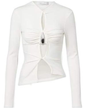 Christopher Esber Cutout Ribbed-Knit Jersey Top - White