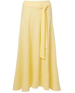 Velvet By Graham & Spencer Malina Linen Midi Skirt - Yellow