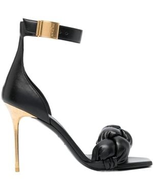 Balmain Logo-Plaque Open-Toe Sandals - Black